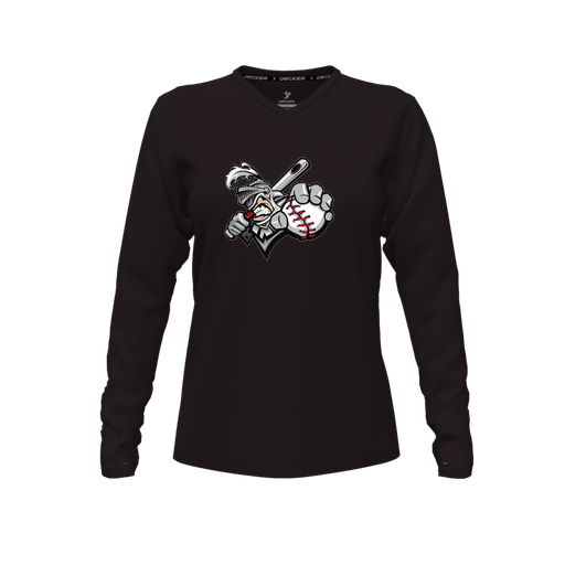 [FTLVCFBK-FYXS-LOGO2] Decker Comfort T-Shirt (Female Youth XS, Black, V Neck, Logo 2, Long Sleeve)