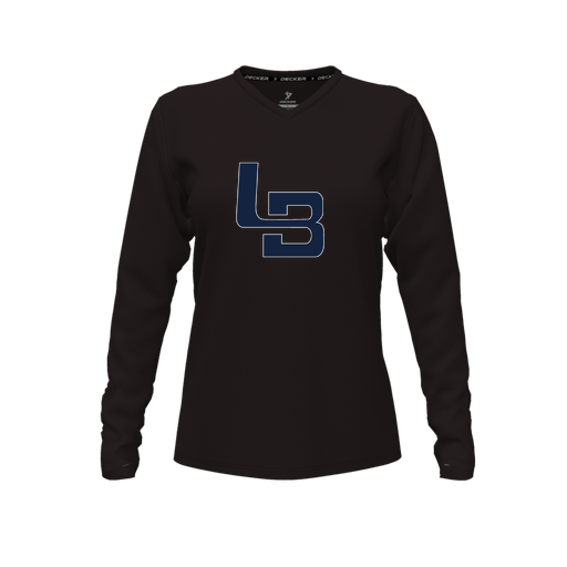 [FTLVPTBK-FYXS-LOGO1] Decker Performance T-Shirt (Female Youth XS, Black, V Neck, Logo 1, Long Sleeve)