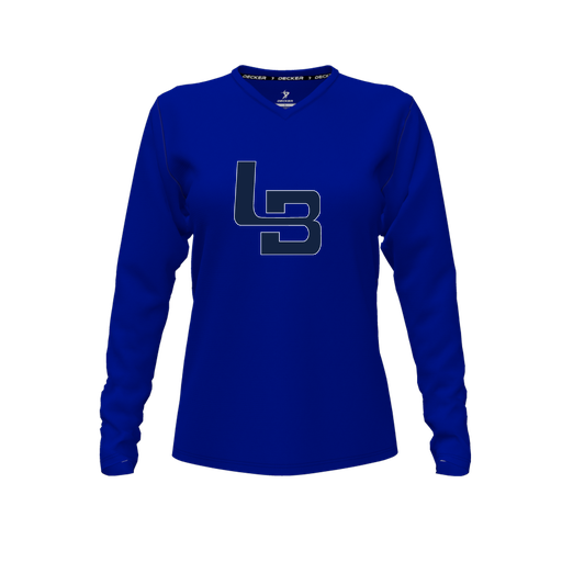 [FTLVPTRY-FYXS-LOGO1] Decker Performance T-Shirt (Female Youth XS, Royal, V Neck, Logo 1, Long Sleeve)
